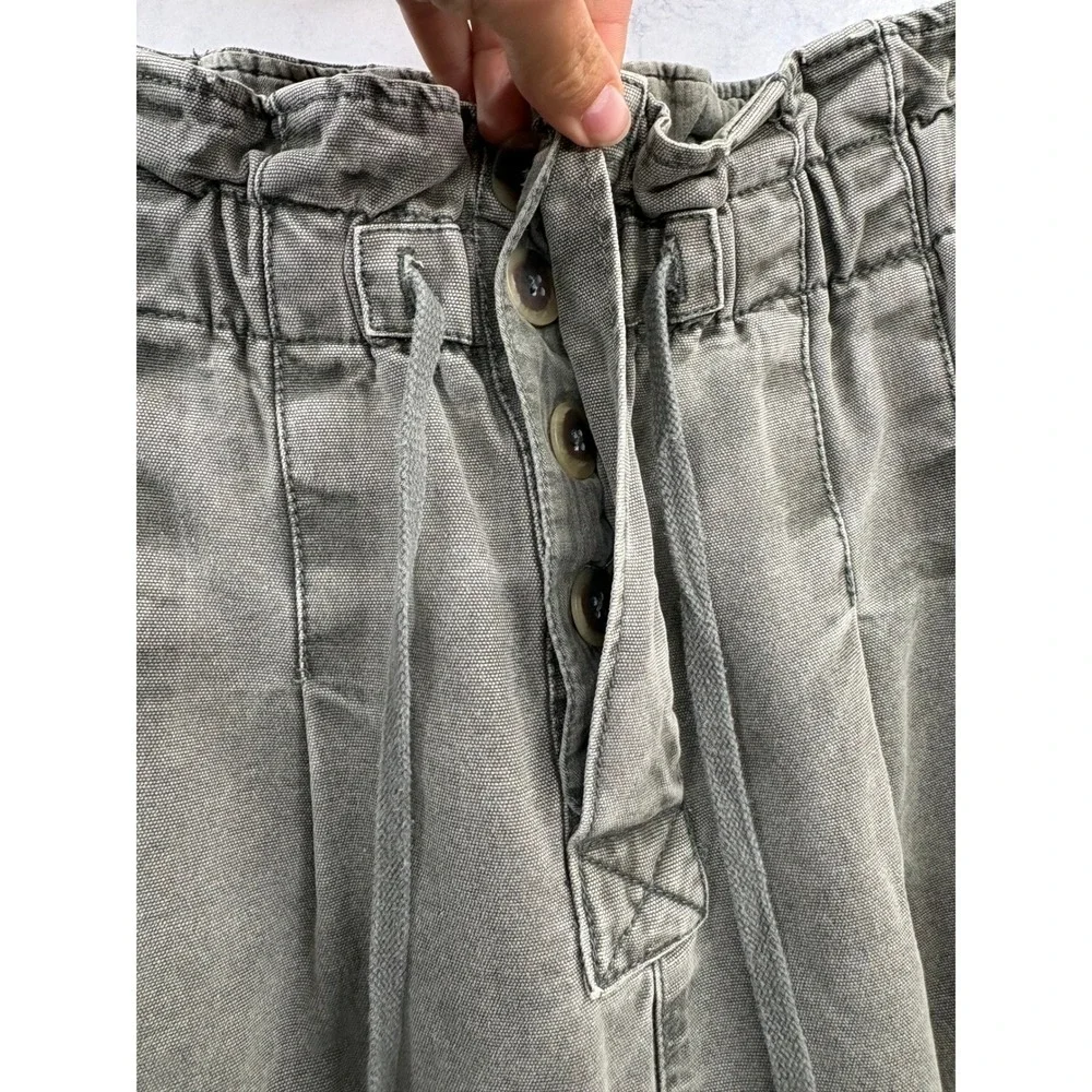 Free People Margate Pleated Pants Olive Paperbag Waist Tapered Utility Trousers